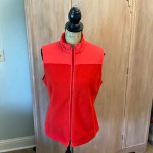 Talbots quilted red fleece jacket vest full zip athletic travel Holiday warm M